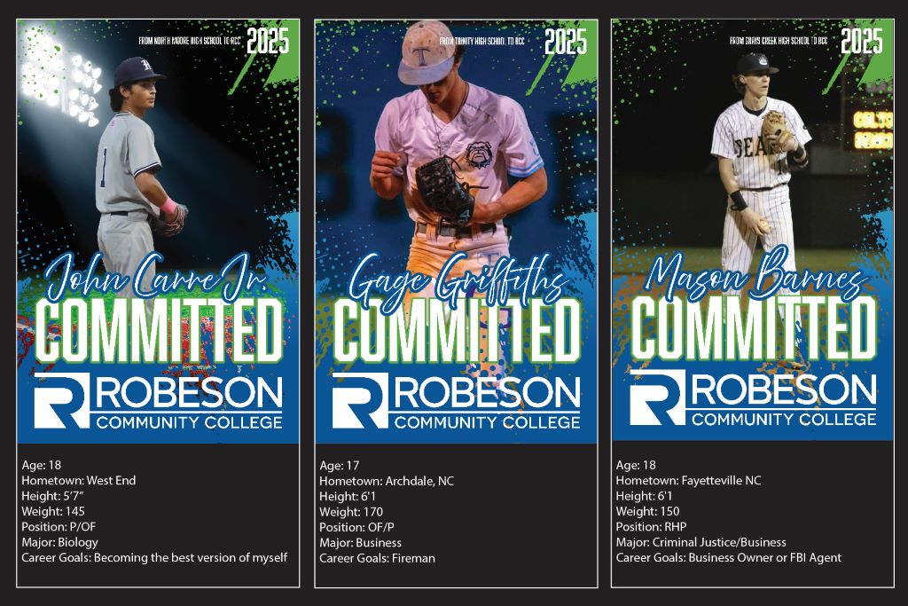 baseball cards for player commited to RCC. John Carre Jr., Gage Griffiths, and Mason Barnes