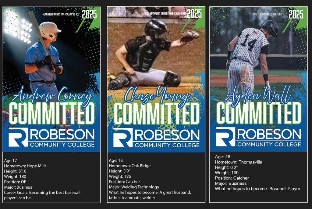 baseball cards for player commited to RCC. Andrew Corney, Chase Young, Ayden Wall
