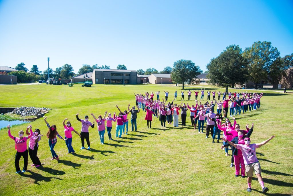 2020 Nursing Students Form Pink Ribbon at RCC