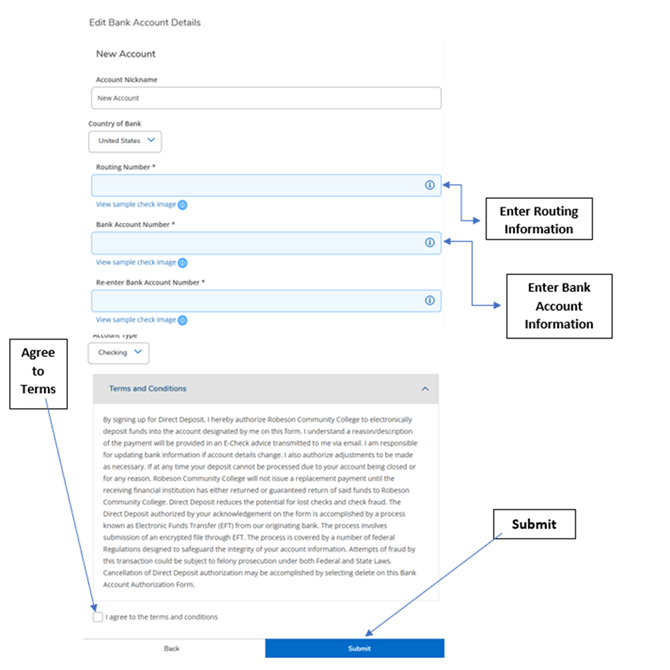 Enter Bank Account Details