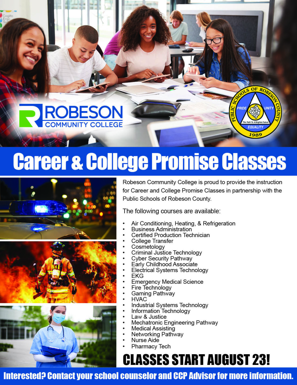 New Career and College Promise Classes Available Through RCC Robeson