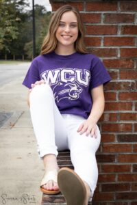 Casey Davis wearing WCU Shirt