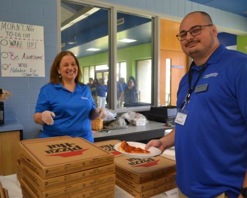 Pizza Party for 100% participation in giving