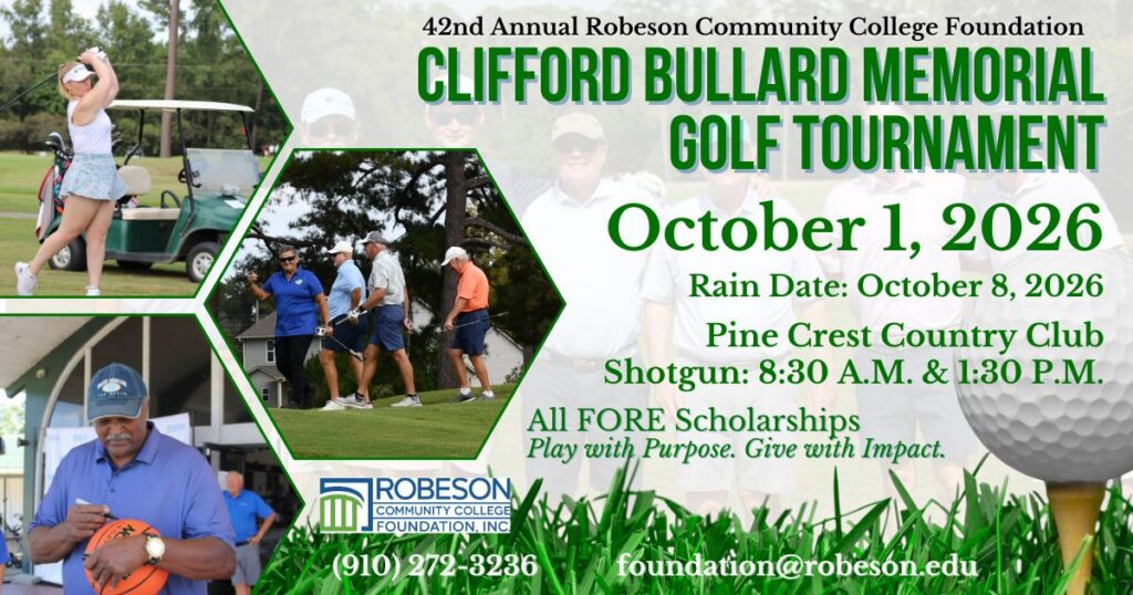 decorative flyer for the 42 annual RCC golf tournament October 1, 2026 at the Pine Crest Country Club