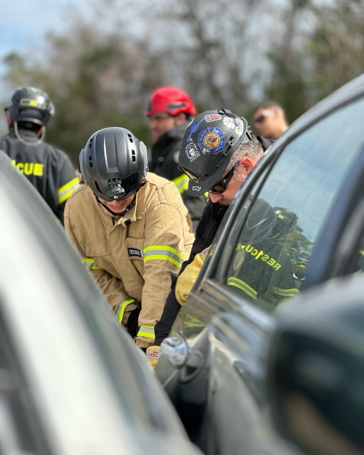 Kinsley Morgan gets instruction on the use of the jaws of life during extrication 101 at the 50th Anniversary Fire & Rescue Conference in February at RCC.