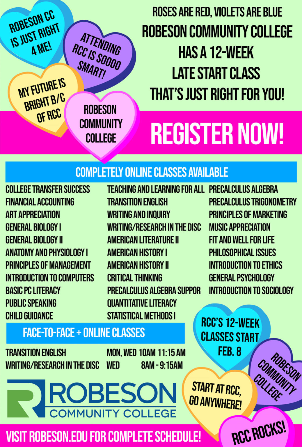 12Week Late Start Classes Begin February 8 Robeson Community College