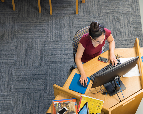 Student in Library