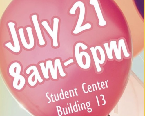 July 21 8am - 6pm Building 13 Student Center