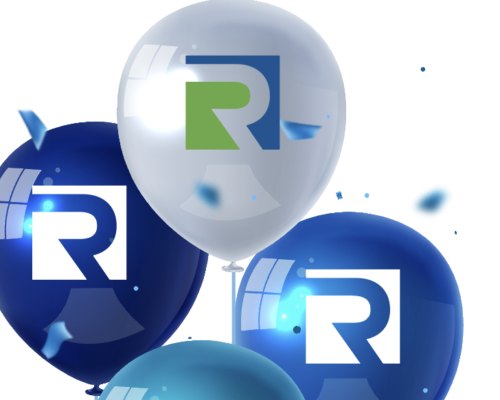 Blue and White Balloons with RCC logo