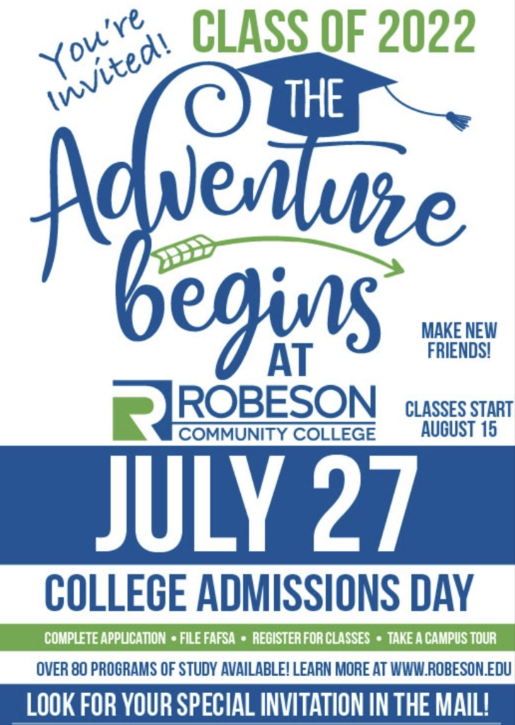College Admissions Day set for July 27 at RCC Robeson Community