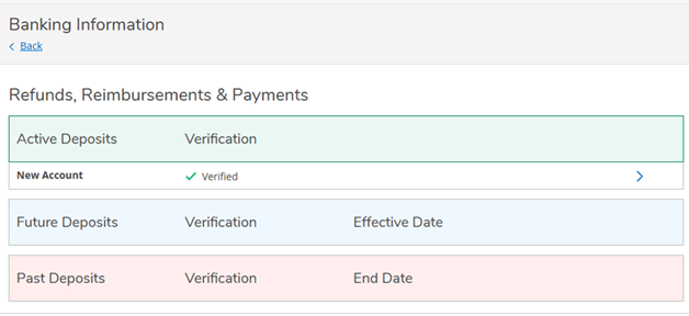 View all banking information