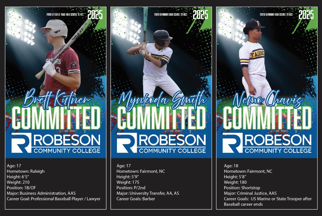baseball cards for player commited to RCC. Brett Kutner, Myncoda Smith, and Nemo Chavis