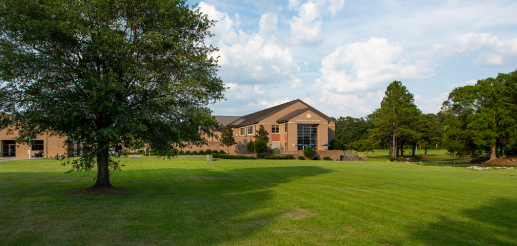 Health Occupations building 17 view from the courtyard