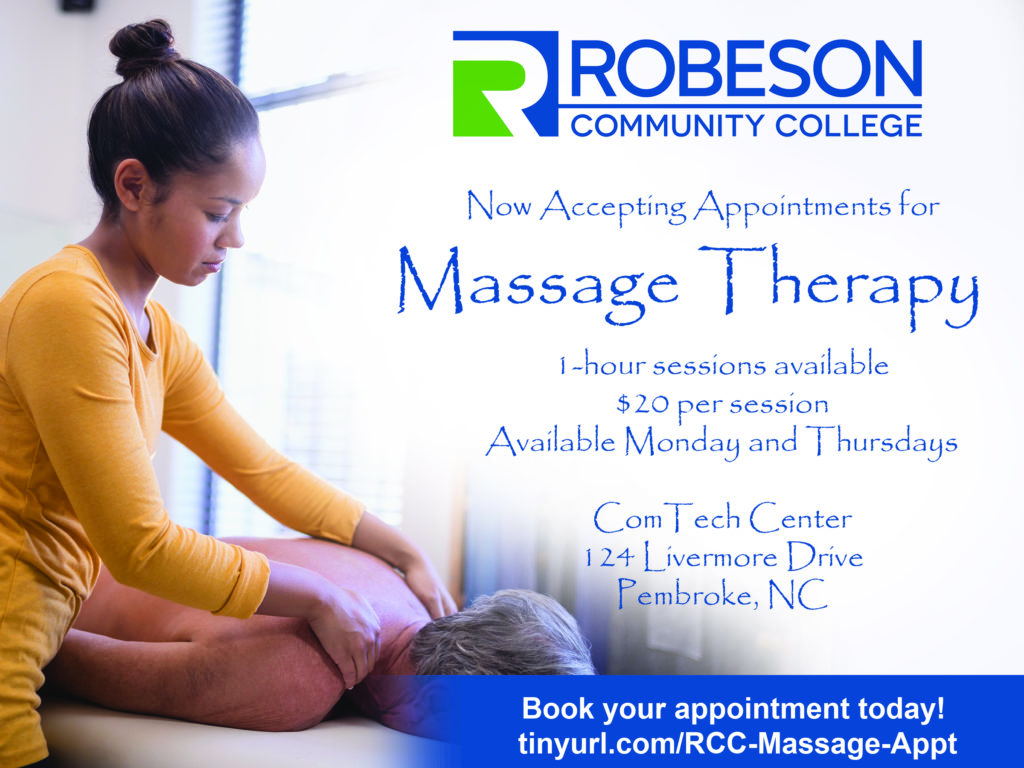 Rcc Now Accepting Massage Therapy Appointments Robeson Community