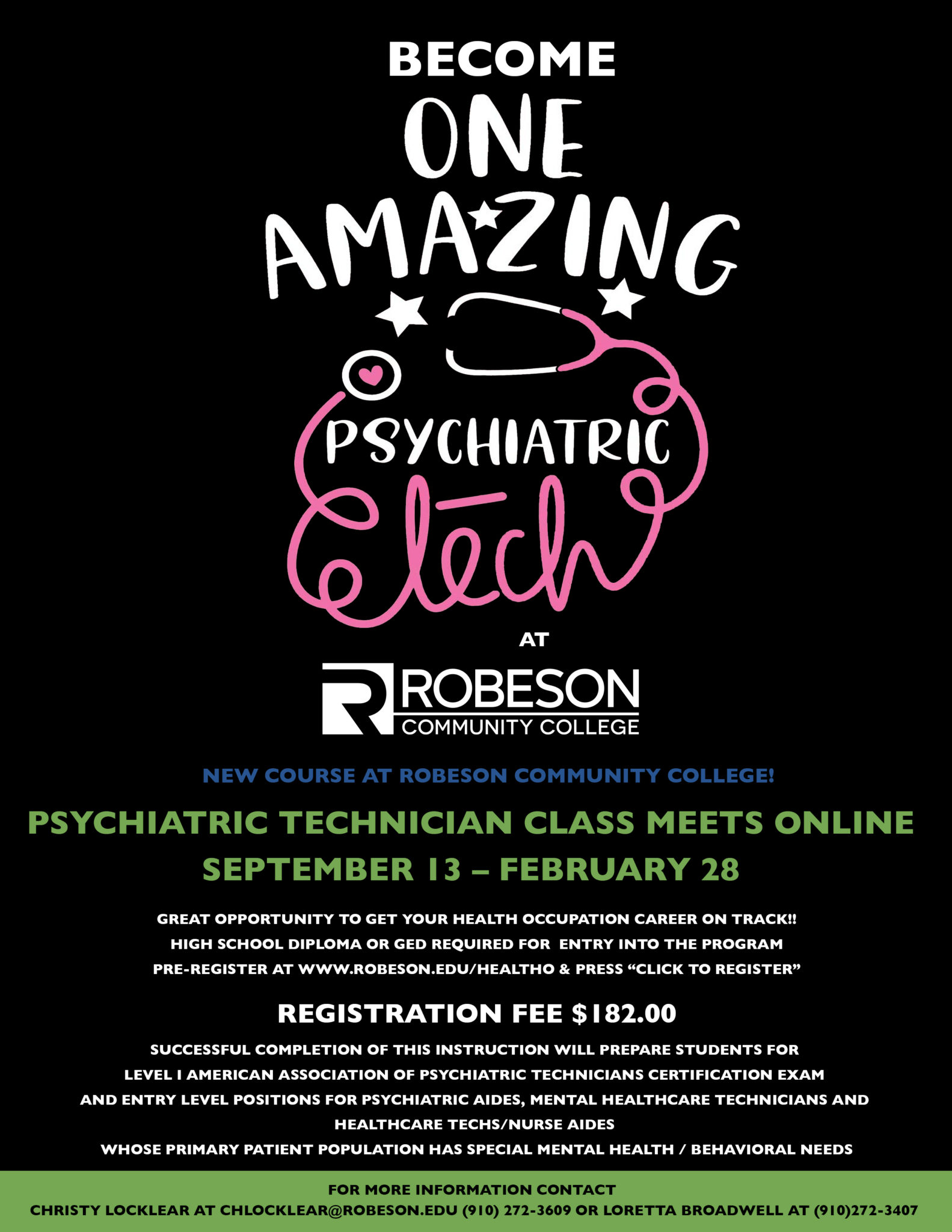 RCC launches new psychiatric technician program Robeson Community