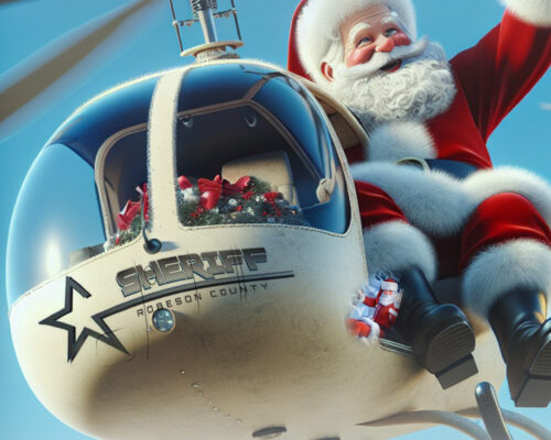 Santa in a helicopter