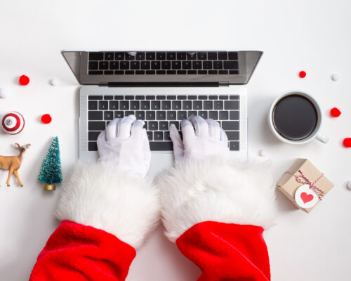Santa Typing On A Laptop