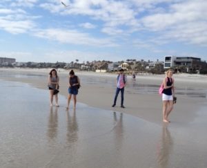students on beach