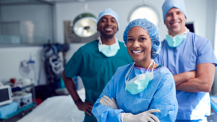 hospital employees smiling